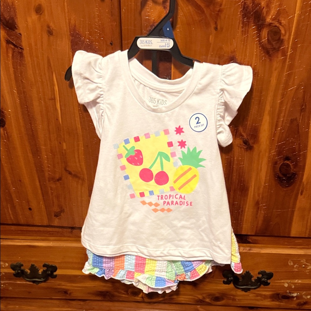 Tropical Paradise Kids T-Shirt and Shorts Set Size 4!